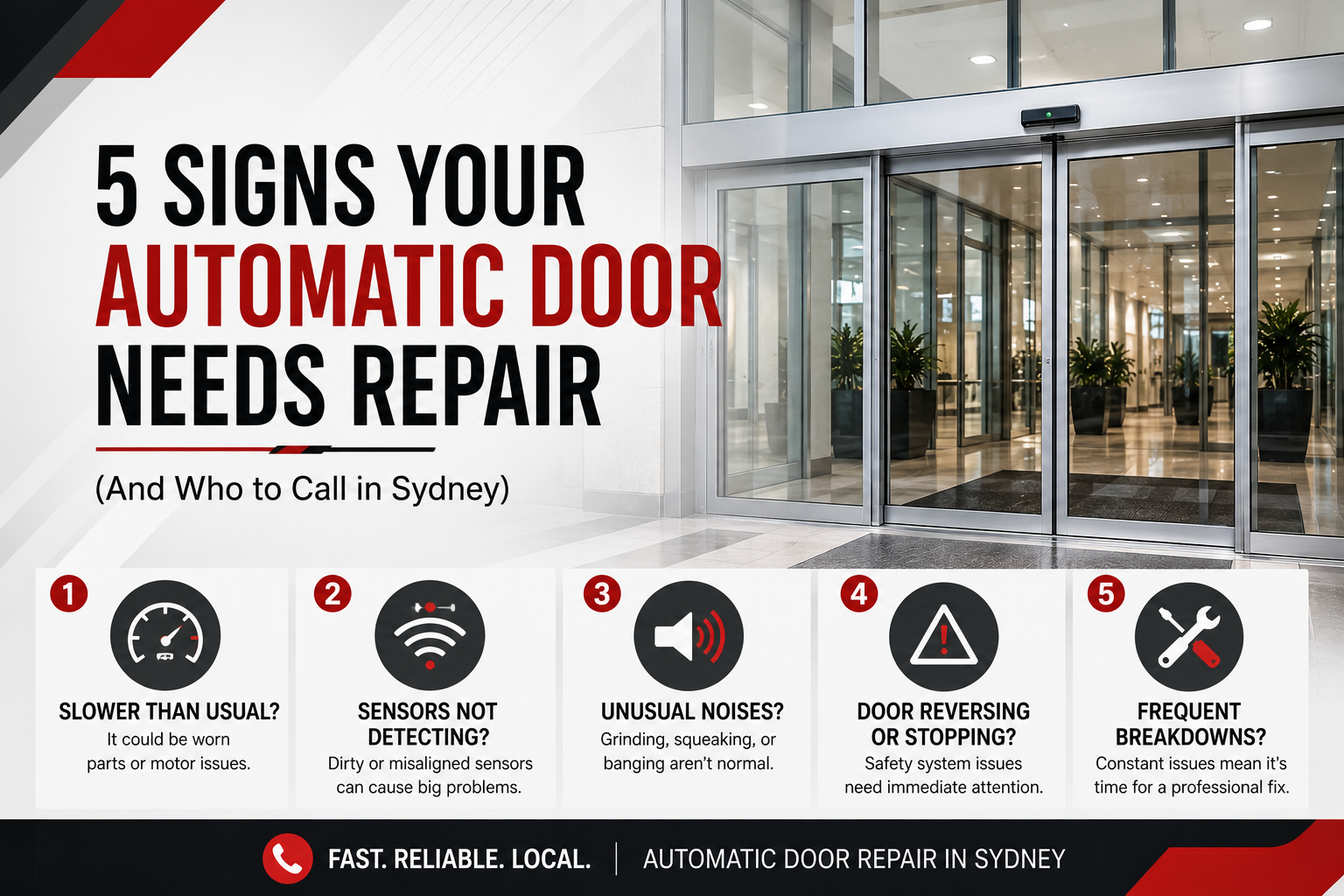 5 signs your commercial automatic door needs repair and 24-7 emergency service in Sydney